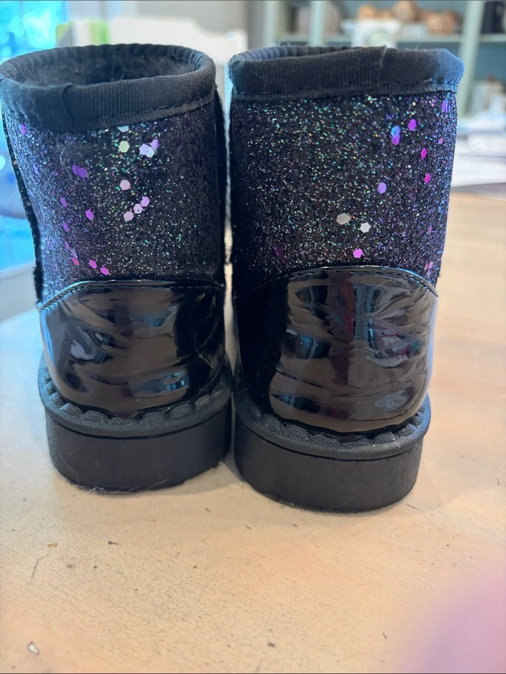Kids Black Sparkle Winter Boots - Plush Lined
